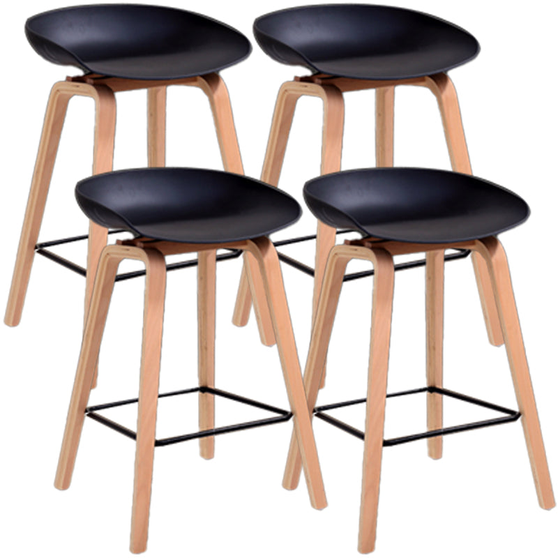 Scandinavia Style Bar-stool Wooden Legs PP Bucket Seat for Restaurant Bar Black 4 Piece Set Counter Stool(26"H) Clearhalo 'Bar Furniture' 'Bar Stools' 'bar_stools' 'furn' 'furn_bar_stools' 'furniture_bar_stools' 'Kitchen & Dining Furniture' 'kitchen&dining_furn' 'kitchen' 'kitchen_furn' Furniture' 4598423