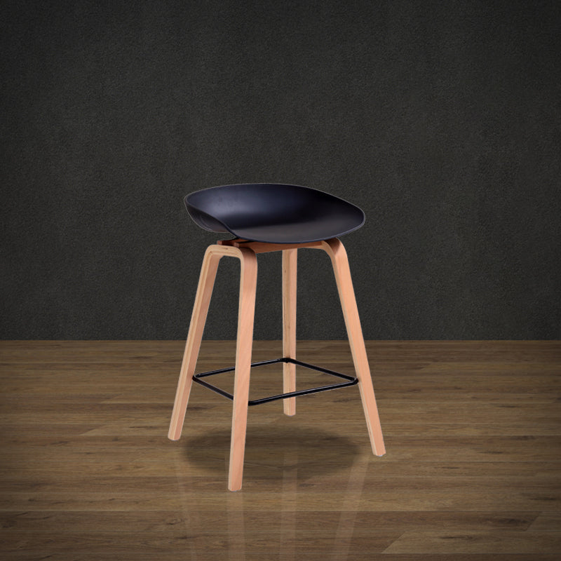 Scandinavia Style Bar-stool Wooden Legs PP Bucket Seat for Restaurant Bar Black 1 Piece Counter Stool(26"H) Clearhalo 'Bar Furniture' 'Bar Stools' 'bar_stools' 'furn' 'furn_bar_stools' 'furniture_bar_stools' 'Kitchen & Dining Furniture' 'kitchen&dining_furn' 'kitchen' 'kitchen_furn' Furniture' 4598425
