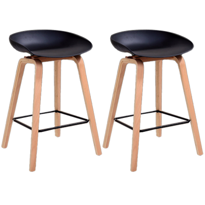 Scandinavia Style Bar-stool Wooden Legs PP Bucket Seat for Restaurant Bar Black 2 Piece Set Counter Stool(26"H) Clearhalo 'Bar Furniture' 'Bar Stools' 'bar_stools' 'furn' 'furn_bar_stools' 'furniture_bar_stools' 'Kitchen & Dining Furniture' 'kitchen&dining_furn' 'kitchen' 'kitchen_furn' Furniture' 4598426