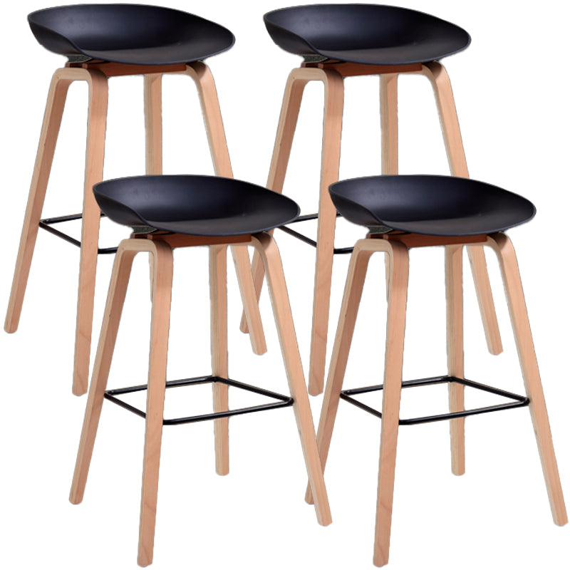 Scandinavia Style Bar-stool Wooden Legs PP Bucket Seat for Restaurant Bar Black 4 Piece Set Bar Stool(30"H) Clearhalo 'Bar Furniture' 'Bar Stools' 'bar_stools' 'furn' 'furn_bar_stools' 'furniture_bar_stools' 'Kitchen & Dining Furniture' 'kitchen&dining_furn' 'kitchen' 'kitchen_furn' Furniture' 4598429