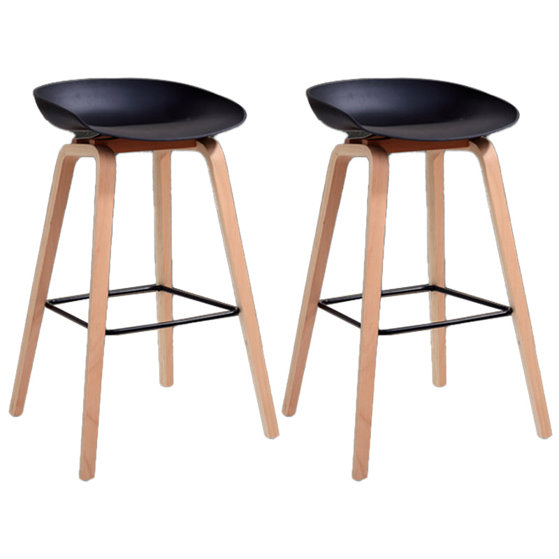 Scandinavia Style Bar-stool Wooden Legs PP Bucket Seat for Restaurant Bar Black 2 Piece Set Bar Stool(30"H) Clearhalo 'Bar Furniture' 'Bar Stools' 'bar_stools' 'furn' 'furn_bar_stools' 'furniture_bar_stools' 'Kitchen & Dining Furniture' 'kitchen&dining_furn' 'kitchen' 'kitchen_furn' Furniture' 4598433