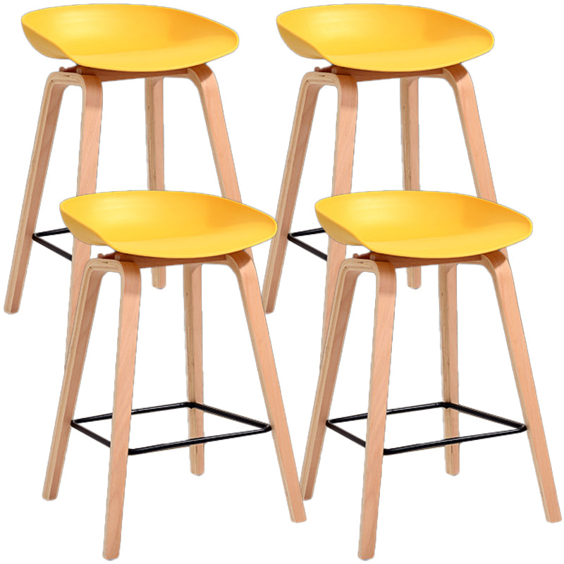 Scandinavia Style Bar-stool Wooden Legs PP Bucket Seat for Restaurant Bar Yellow 4 Piece Set Counter Stool(26"H) Clearhalo 'Bar Furniture' 'Bar Stools' 'bar_stools' 'furn' 'furn_bar_stools' 'furniture_bar_stools' 'Kitchen & Dining Furniture' 'kitchen&dining_furn' 'kitchen' 'kitchen_furn' Furniture' 4598435