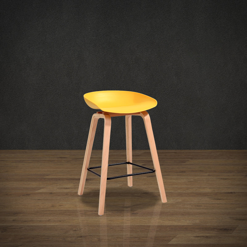 Scandinavia Style Bar-stool Wooden Legs PP Bucket Seat for Restaurant Bar Yellow 1 Piece Counter Stool(26"H) Clearhalo 'Bar Furniture' 'Bar Stools' 'bar_stools' 'furn' 'furn_bar_stools' 'furniture_bar_stools' 'Kitchen & Dining Furniture' 'kitchen&dining_furn' 'kitchen' 'kitchen_furn' Furniture' 4598437