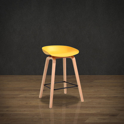 Scandinavia Style Bar-stool Wooden Legs PP Bucket Seat for Restaurant Bar Yellow 1 Piece Counter Stool(26"H) Clearhalo 'Bar Furniture' 'Bar Stools' 'bar_stools' 'furn' 'furn_bar_stools' 'furniture_bar_stools' 'Kitchen & Dining Furniture' 'kitchen&dining_furn' 'kitchen' 'kitchen_furn' Furniture' 4598437
