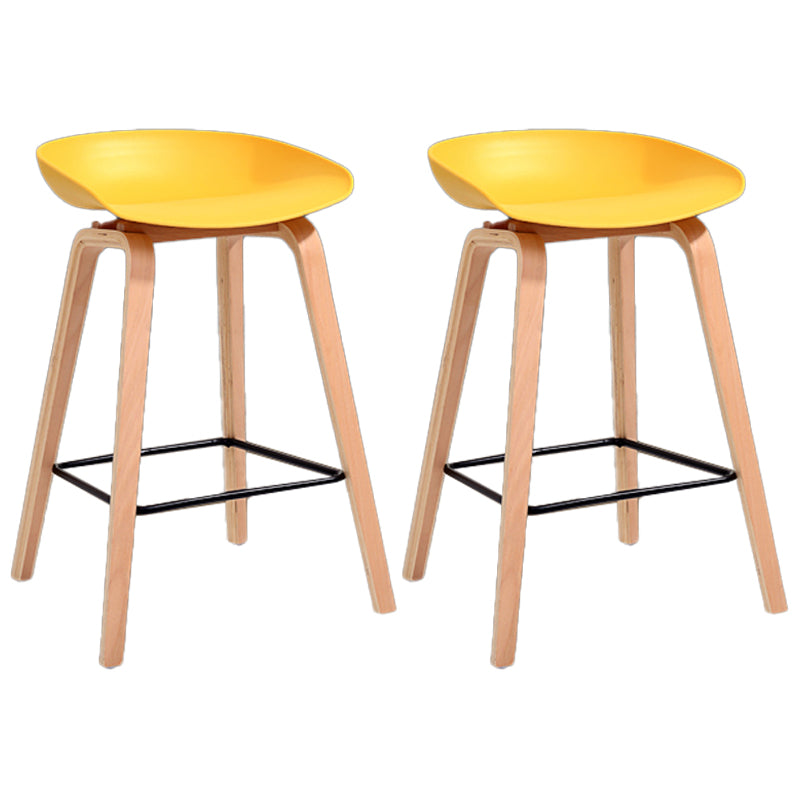 Scandinavia Style Bar-stool Wooden Legs PP Bucket Seat for Restaurant Bar Yellow 2 Piece Set Counter Stool(26"H) Clearhalo 'Bar Furniture' 'Bar Stools' 'bar_stools' 'furn' 'furn_bar_stools' 'furniture_bar_stools' 'Kitchen & Dining Furniture' 'kitchen&dining_furn' 'kitchen' 'kitchen_furn' Furniture' 4598438