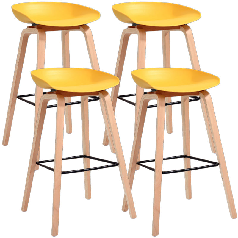 Scandinavia Style Bar-stool Wooden Legs PP Bucket Seat for Restaurant Bar Yellow 4 Piece Set Bar Stool(30"H) Clearhalo 'Bar Furniture' 'Bar Stools' 'bar_stools' 'furn' 'furn_bar_stools' 'furniture_bar_stools' 'Kitchen & Dining Furniture' 'kitchen&dining_furn' 'kitchen' 'kitchen_furn' Furniture' 4598441