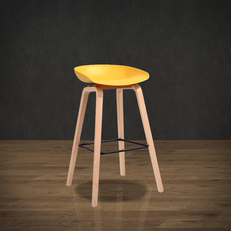 Scandinavia Style Bar-stool Wooden Legs PP Bucket Seat for Restaurant Bar Yellow 1 Piece Bar Stool(30"H) Clearhalo 'Bar Furniture' 'Bar Stools' 'bar_stools' 'furn' 'furn_bar_stools' 'furniture_bar_stools' 'Kitchen & Dining Furniture' 'kitchen&dining_furn' 'kitchen' 'kitchen_furn' Furniture' 4598442