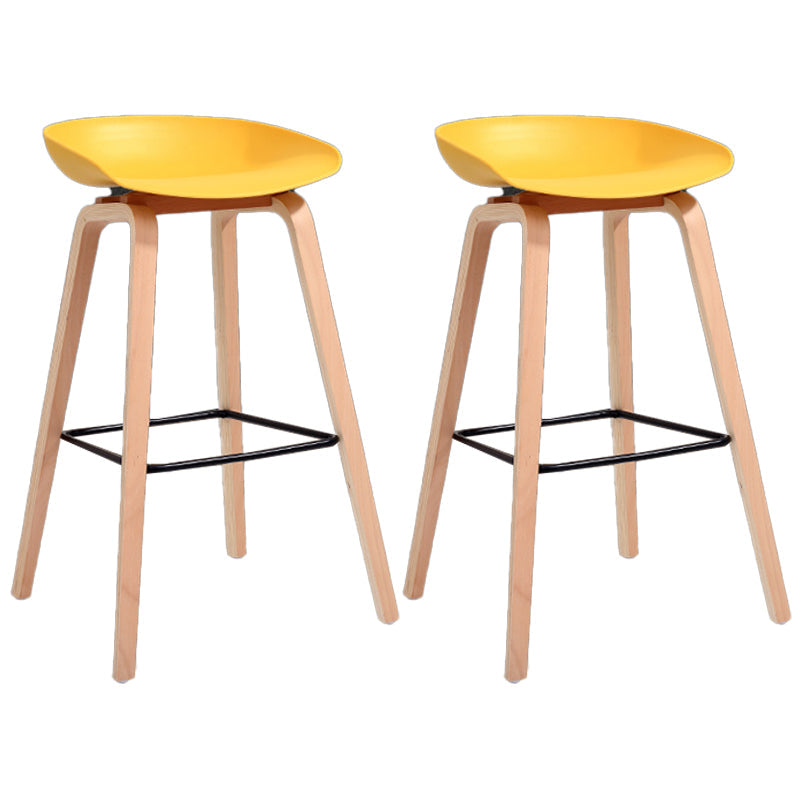 Scandinavia Style Bar-stool Wooden Legs PP Bucket Seat for Restaurant Bar Yellow 2 Piece Set Bar Stool(30"H) Clearhalo 'Bar Furniture' 'Bar Stools' 'bar_stools' 'furn' 'furn_bar_stools' 'furniture_bar_stools' 'Kitchen & Dining Furniture' 'kitchen&dining_furn' 'kitchen' 'kitchen_furn' Furniture' 4598444