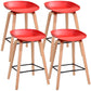 Scandinavia Style Bar-stool Wooden Legs PP Bucket Seat for Restaurant Bar Red 4 Piece Set Counter Stool(26"H) Clearhalo 'Bar Furniture' 'Bar Stools' 'bar_stools' 'furn' 'furn_bar_stools' 'furniture_bar_stools' 'Kitchen & Dining Furniture' 'kitchen&dining_furn' 'kitchen' 'kitchen_furn' Furniture' 4598445