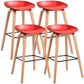 Scandinavia Style Bar-stool Wooden Legs PP Bucket Seat for Restaurant Bar Red 4 Piece Set Bar Stool(30"H) Clearhalo 'Bar Furniture' 'Bar Stools' 'bar_stools' 'furn' 'furn_bar_stools' 'furniture_bar_stools' 'Kitchen & Dining Furniture' 'kitchen&dining_furn' 'kitchen' 'kitchen_furn' Furniture' 4598448