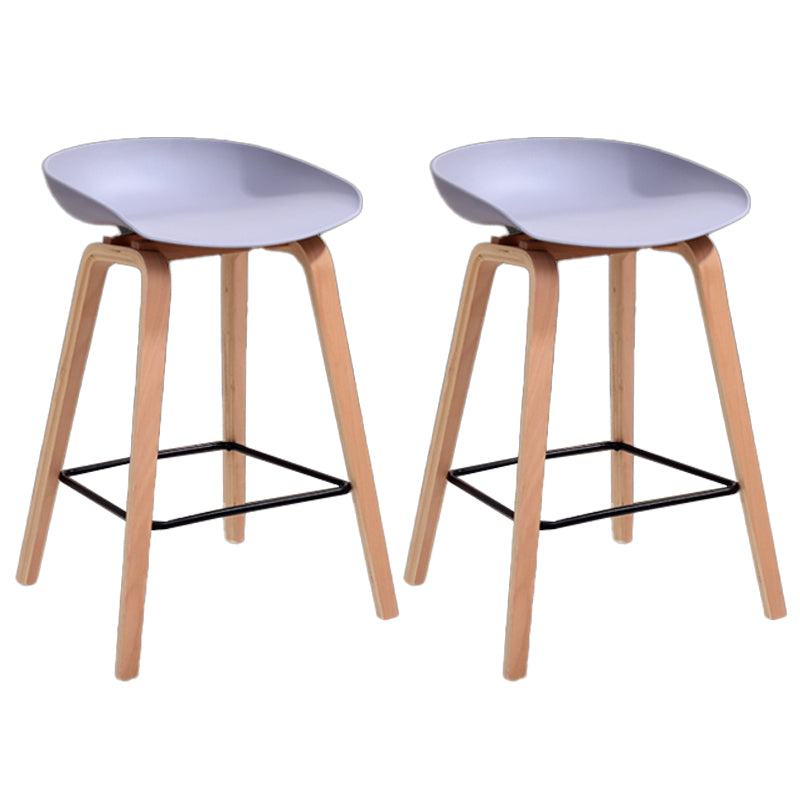 Scandinavia Style Bar-stool Wooden Legs PP Bucket Seat for Restaurant Bar Grey 2 Piece Set Counter Stool(26"H) Clearhalo 'Bar Furniture' 'Bar Stools' 'bar_stools' 'furn' 'furn_bar_stools' 'furniture_bar_stools' 'Kitchen & Dining Furniture' 'kitchen&dining_furn' 'kitchen' 'kitchen_furn' Furniture' 4598453