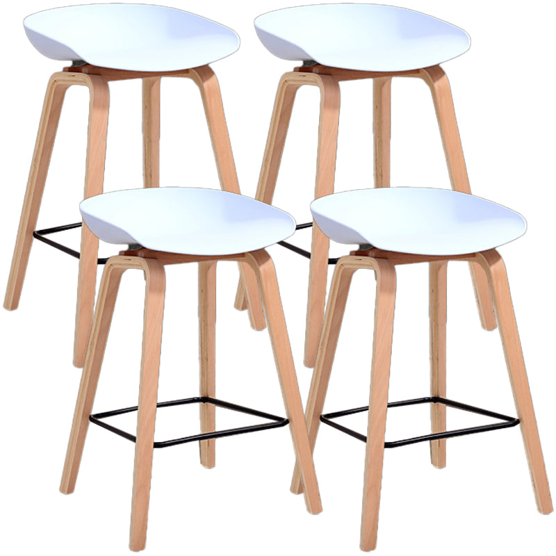 Scandinavia Style Bar-stool Wooden Legs PP Bucket Seat for Restaurant Bar White 4 Piece Set Counter Stool(26"H) Clearhalo 'Bar Furniture' 'Bar Stools' 'bar_stools' 'furn' 'furn_bar_stools' 'furniture_bar_stools' 'Kitchen & Dining Furniture' 'kitchen&dining_furn' 'kitchen' 'kitchen_furn' Furniture' 4598457