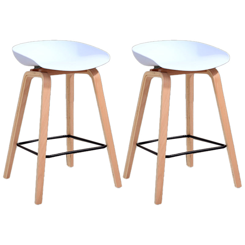 Scandinavia Style Bar-stool Wooden Legs PP Bucket Seat for Restaurant Bar White 2 Piece Set Counter Stool(26"H) Clearhalo 'Bar Furniture' 'Bar Stools' 'bar_stools' 'furn' 'furn_bar_stools' 'furniture_bar_stools' 'Kitchen & Dining Furniture' 'kitchen&dining_furn' 'kitchen' 'kitchen_furn' Furniture' 4598459