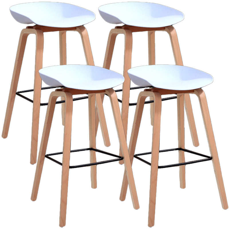Scandinavia Style Bar-stool Wooden Legs PP Bucket Seat for Restaurant Bar White 4 Piece Set Bar Stool(30"H) Clearhalo 'Bar Furniture' 'Bar Stools' 'bar_stools' 'furn' 'furn_bar_stools' 'furniture_bar_stools' 'Kitchen & Dining Furniture' 'kitchen&dining_furn' 'kitchen' 'kitchen_furn' Furniture' 4598460