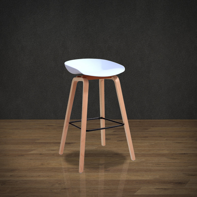 Scandinavia Style Bar-stool Wooden Legs PP Bucket Seat for Restaurant Bar White 1 Piece Bar Stool(30"H) Clearhalo 'Bar Furniture' 'Bar Stools' 'bar_stools' 'furn' 'furn_bar_stools' 'furniture_bar_stools' 'Kitchen & Dining Furniture' 'kitchen&dining_furn' 'kitchen' 'kitchen_furn' Furniture' 4598461