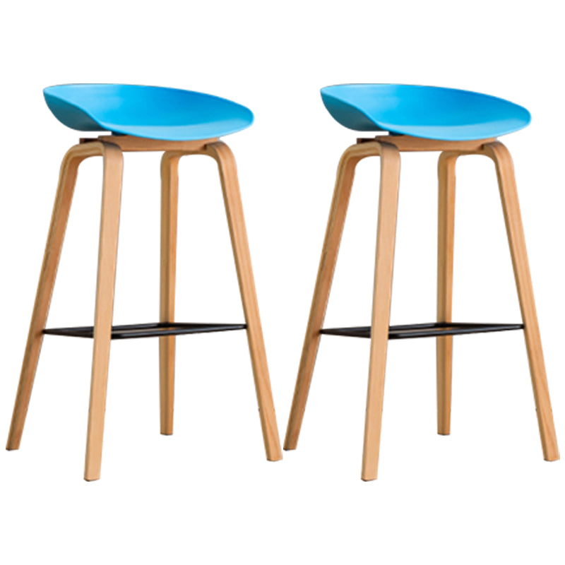 Scandinavia Style Bar-stool Wooden Legs PP Bucket Seat for Restaurant Bar Blue 2 Piece Set Clearhalo 'Bar Furniture' 'Bar Stools' 'bar_stools' 'furn' 'furn_bar_stools' 'furniture_bar_stools' 'Kitchen & Dining Furniture' 'kitchen&dining_furn' 'kitchen' 'kitchen_furn' Furniture' 4598465