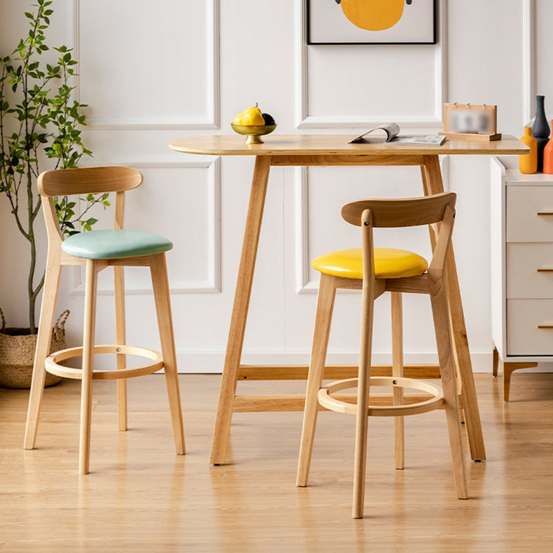 Scandinavia Style Bar-stool Wooden Legs with Low Back Footrest for Kitchen Bar Clearhalo 'Bar Furniture' 'Bar Stools' 'bar_stools' 'furn' 'furn_bar_stools' 'furniture_bar_stools' 'Kitchen & Dining Furniture' 'kitchen&dining_furn' 'kitchen' 'kitchen_furn' Furniture' 4598468