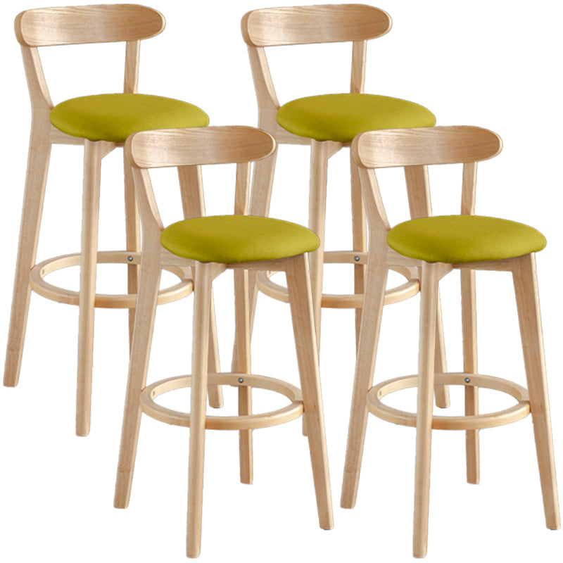Scandinavia Style Bar-stool Wooden Legs with Low Back Footrest for Kitchen Bar Green 4 Piece Set Clearhalo 'Bar Furniture' 'Bar Stools' 'bar_stools' 'furn' 'furn_bar_stools' 'furniture_bar_stools' 'Kitchen & Dining Furniture' 'kitchen&dining_furn' 'kitchen' 'kitchen_furn' Furniture' 4598469
