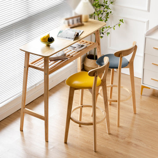 Scandinavia Style Bar-stool Wooden Legs with Low Back Footrest for Kitchen Bar Clearhalo 'Bar Furniture' 'Bar Stools' 'bar_stools' 'furn' 'furn_bar_stools' 'furniture_bar_stools' 'Kitchen & Dining Furniture' 'kitchen&dining_furn' 'kitchen' 'kitchen_furn' Furniture' 4598472