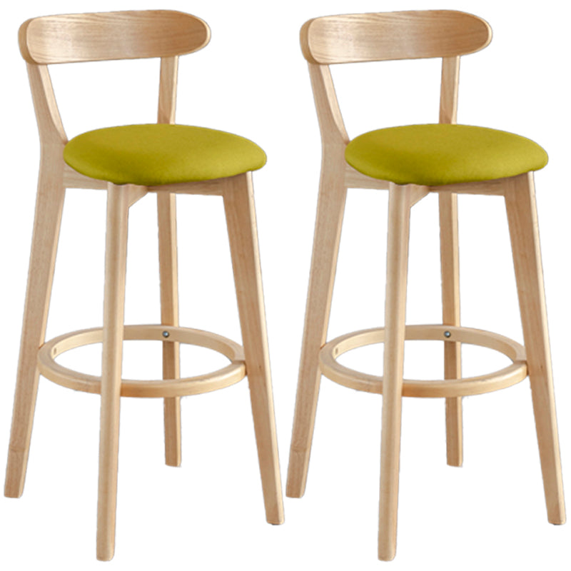 Scandinavia Style Bar-stool Wooden Legs with Low Back Footrest for Kitchen Bar Green 2 Piece Set Clearhalo 'Bar Furniture' 'Bar Stools' 'bar_stools' 'furn' 'furn_bar_stools' 'furniture_bar_stools' 'Kitchen & Dining Furniture' 'kitchen&dining_furn' 'kitchen' 'kitchen_furn' Furniture' 4598473
