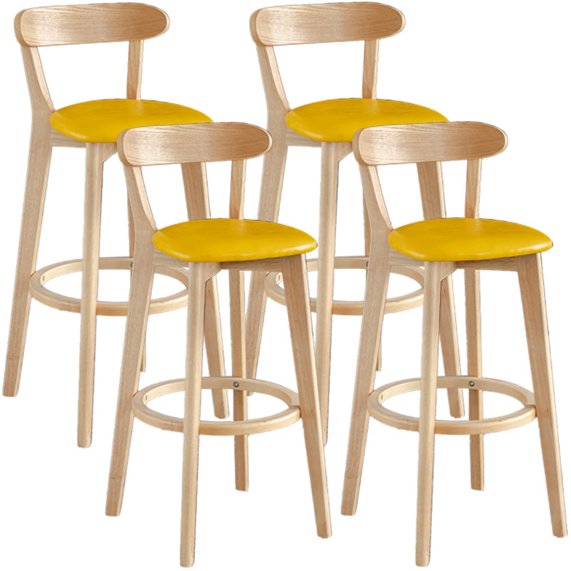 Scandinavia Style Bar-stool Wooden Legs with Low Back Footrest for Kitchen Bar Yellow 4 Piece Set Clearhalo 'Bar Furniture' 'Bar Stools' 'bar_stools' 'furn' 'furn_bar_stools' 'furniture_bar_stools' 'Kitchen & Dining Furniture' 'kitchen&dining_furn' 'kitchen' 'kitchen_furn' Furniture' 4598475
