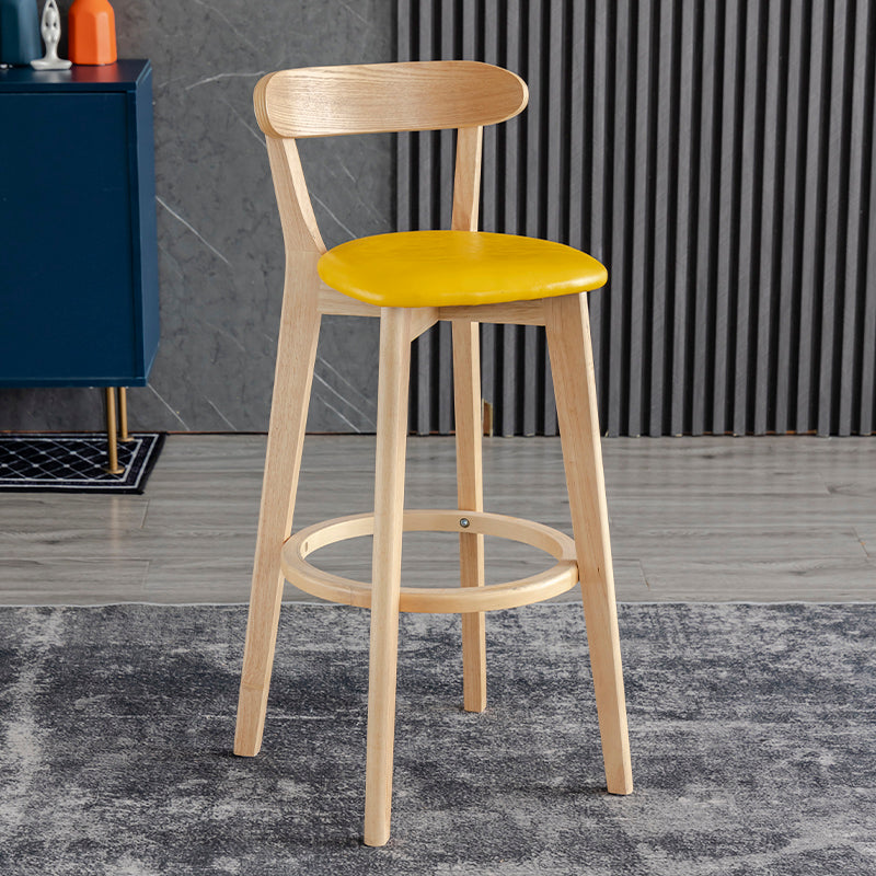 Scandinavia Style Bar-stool Wooden Legs with Low Back Footrest for Kitchen Bar Yellow 1 Piece Clearhalo 'Bar Furniture' 'Bar Stools' 'bar_stools' 'furn' 'furn_bar_stools' 'furniture_bar_stools' 'Kitchen & Dining Furniture' 'kitchen&dining_furn' 'kitchen' 'kitchen_furn' Furniture' 4598477