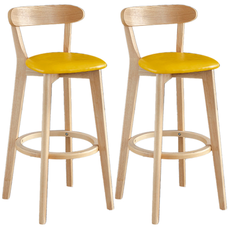 Scandinavia Style Bar-stool Wooden Legs with Low Back Footrest for Kitchen Bar Yellow 2 Piece Set Clearhalo 'Bar Furniture' 'Bar Stools' 'bar_stools' 'furn' 'furn_bar_stools' 'furniture_bar_stools' 'Kitchen & Dining Furniture' 'kitchen&dining_furn' 'kitchen' 'kitchen_furn' Furniture' 4598479