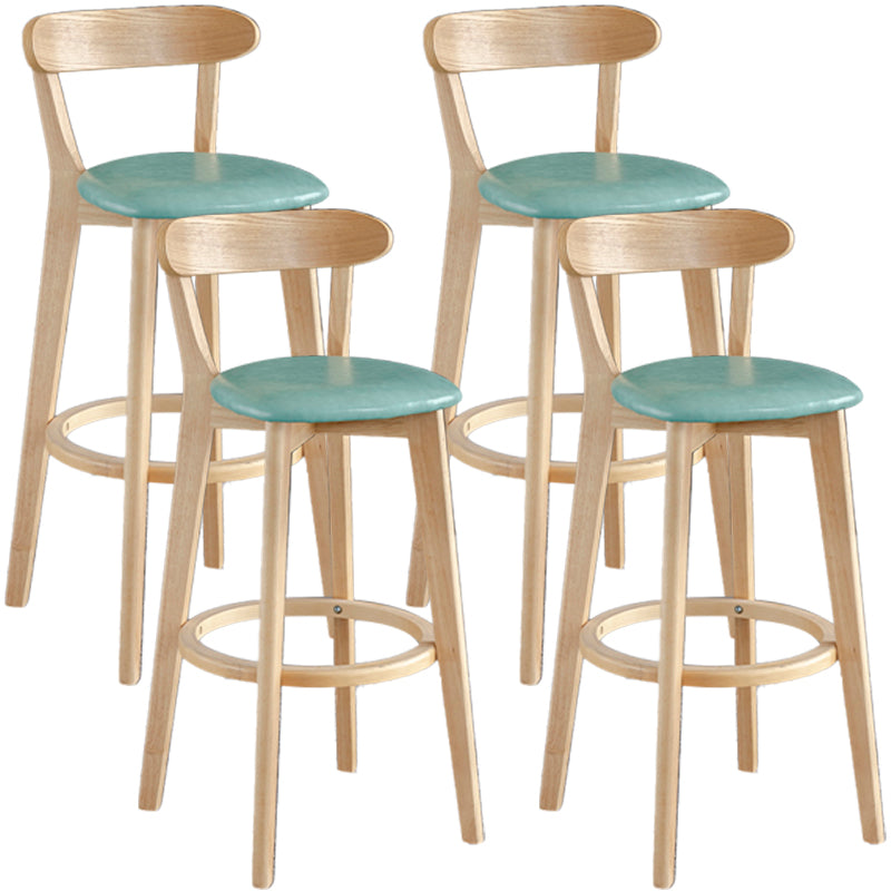 Scandinavia Style Bar-stool Wooden Legs with Low Back Footrest for Kitchen Bar Mint Green 4 Piece Set Clearhalo 'Bar Furniture' 'Bar Stools' 'bar_stools' 'furn' 'furn_bar_stools' 'furniture_bar_stools' 'Kitchen & Dining Furniture' 'kitchen&dining_furn' 'kitchen' 'kitchen_furn' Furniture' 4598486