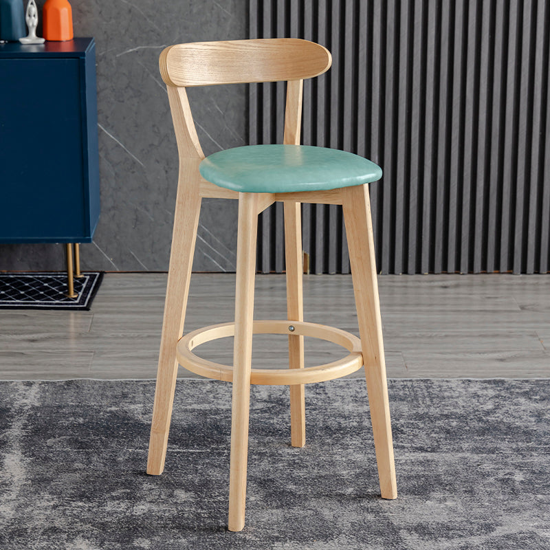 Scandinavia Style Bar-stool Wooden Legs with Low Back Footrest for Kitchen Bar Mint Green 1 Piece Clearhalo 'Bar Furniture' 'Bar Stools' 'bar_stools' 'furn' 'furn_bar_stools' 'furniture_bar_stools' 'Kitchen & Dining Furniture' 'kitchen&dining_furn' 'kitchen' 'kitchen_furn' Furniture' 4598488