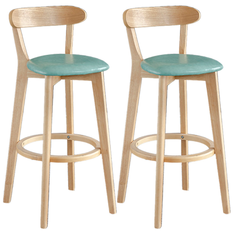 Scandinavia Style Bar-stool Wooden Legs with Low Back Footrest for Kitchen Bar Mint Green 2 Piece Set Clearhalo 'Bar Furniture' 'Bar Stools' 'bar_stools' 'furn' 'furn_bar_stools' 'furniture_bar_stools' 'Kitchen & Dining Furniture' 'kitchen&dining_furn' 'kitchen' 'kitchen_furn' Furniture' 4598489