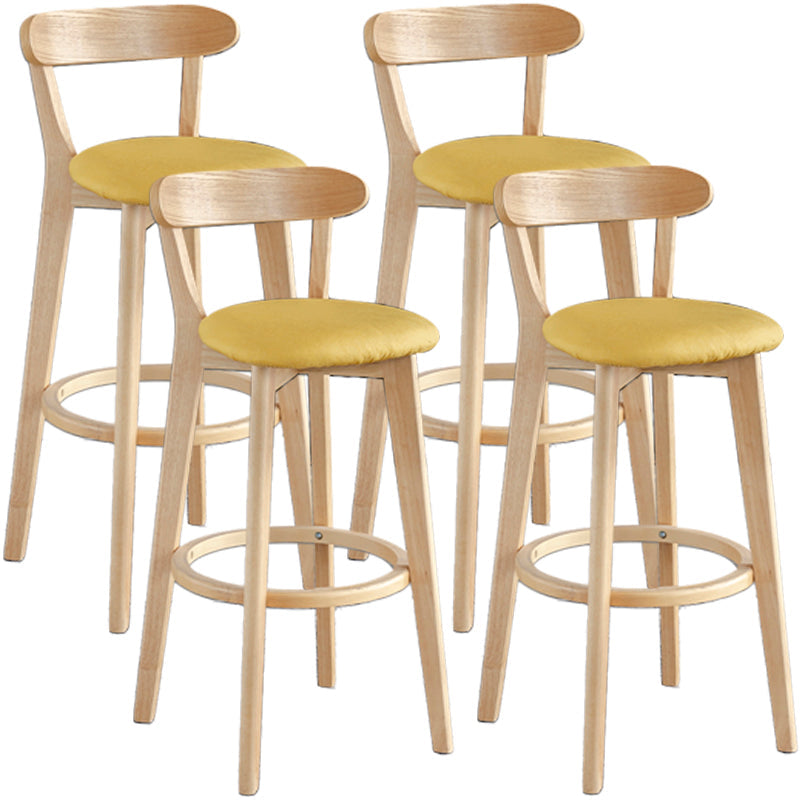 Scandinavia Style Bar-stool Wooden Legs with Low Back Footrest for Kitchen Bar Light Yellow 4 Piece Set Clearhalo 'Bar Furniture' 'Bar Stools' 'bar_stools' 'furn' 'furn_bar_stools' 'furniture_bar_stools' 'Kitchen & Dining Furniture' 'kitchen&dining_furn' 'kitchen' 'kitchen_furn' Furniture' 4598496