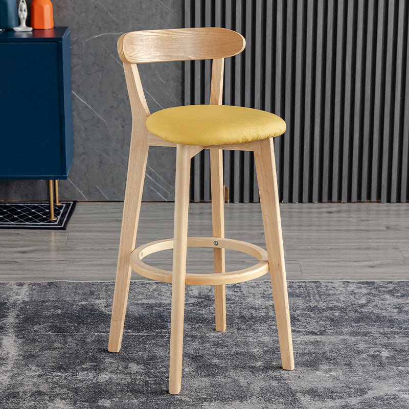 Scandinavia Style Bar-stool Wooden Legs with Low Back Footrest for Kitchen Bar Light Yellow 1 Piece Clearhalo 'Bar Furniture' 'Bar Stools' 'bar_stools' 'furn' 'furn_bar_stools' 'furniture_bar_stools' 'Kitchen & Dining Furniture' 'kitchen&dining_furn' 'kitchen' 'kitchen_furn' Furniture' 4598497