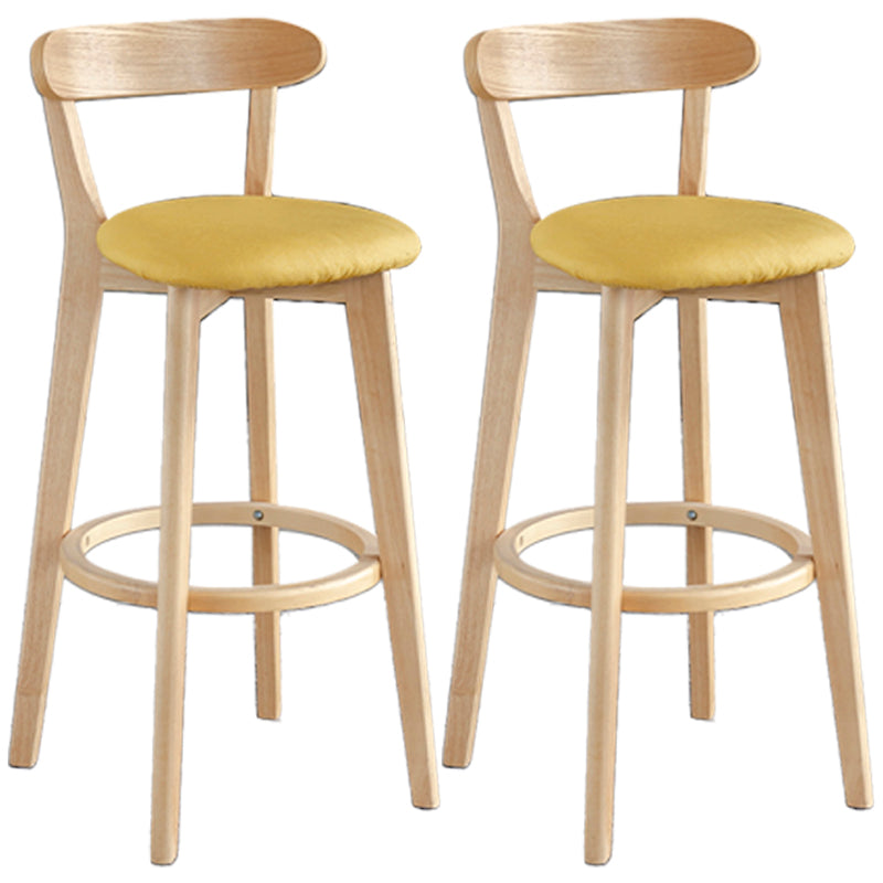 Scandinavia Style Bar-stool Wooden Legs with Low Back Footrest for Kitchen Bar Light Yellow 2 Piece Set Clearhalo 'Bar Furniture' 'Bar Stools' 'bar_stools' 'furn' 'furn_bar_stools' 'furniture_bar_stools' 'Kitchen & Dining Furniture' 'kitchen&dining_furn' 'kitchen' 'kitchen_furn' Furniture' 4598498