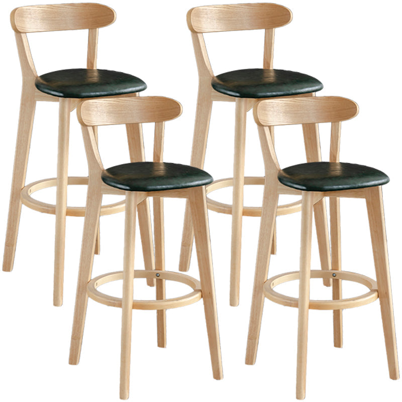 Scandinavia Style Bar-stool Wooden Legs with Low Back Footrest for Kitchen Bar Blackish Green 4 Piece Set Clearhalo 'Bar Furniture' 'Bar Stools' 'bar_stools' 'furn' 'furn_bar_stools' 'furniture_bar_stools' 'Kitchen & Dining Furniture' 'kitchen&dining_furn' 'kitchen' 'kitchen_furn' Furniture' 4598502