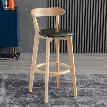 Scandinavia Style Bar-stool Wooden Legs with Low Back Footrest for Kitchen Bar Blackish Green 1 Piece Clearhalo 'Bar Furniture' 'Bar Stools' 'bar_stools' 'furn' 'furn_bar_stools' 'furniture_bar_stools' 'Kitchen & Dining Furniture' 'kitchen&dining_furn' 'kitchen' 'kitchen_furn' Furniture' 4598503