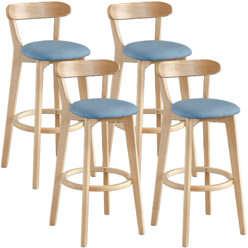 Scandinavia Style Bar-stool Wooden Legs with Low Back Footrest for Kitchen Bar Blue 4 Piece Set Clearhalo 'Bar Furniture' 'Bar Stools' 'bar_stools' 'furn' 'furn_bar_stools' 'furniture_bar_stools' 'Kitchen & Dining Furniture' 'kitchen&dining_furn' 'kitchen' 'kitchen_furn' Furniture' 4598505