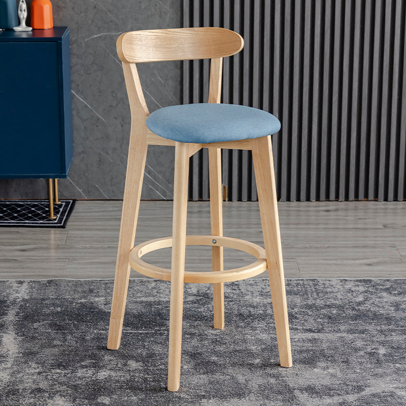 Scandinavia Style Bar-stool Wooden Legs with Low Back Footrest for Kitchen Bar Blue 1 Piece Clearhalo 'Bar Furniture' 'Bar Stools' 'bar_stools' 'furn' 'furn_bar_stools' 'furniture_bar_stools' 'Kitchen & Dining Furniture' 'kitchen&dining_furn' 'kitchen' 'kitchen_furn' Furniture' 4598506
