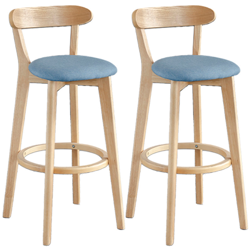 Scandinavia Style Bar-stool Wooden Legs with Low Back Footrest for Kitchen Bar Blue 2 Piece Set Clearhalo 'Bar Furniture' 'Bar Stools' 'bar_stools' 'furn' 'furn_bar_stools' 'furniture_bar_stools' 'Kitchen & Dining Furniture' 'kitchen&dining_furn' 'kitchen' 'kitchen_furn' Furniture' 4598507