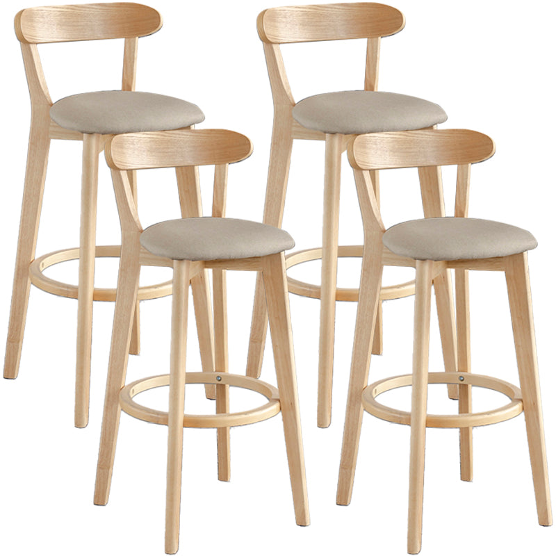 Scandinavia Style Bar-stool Wooden Legs with Low Back Footrest for Kitchen Bar Khaki 4 Piece Set Clearhalo 'Bar Furniture' 'Bar Stools' 'bar_stools' 'furn' 'furn_bar_stools' 'furniture_bar_stools' 'Kitchen & Dining Furniture' 'kitchen&dining_furn' 'kitchen' 'kitchen_furn' Furniture' 4598508