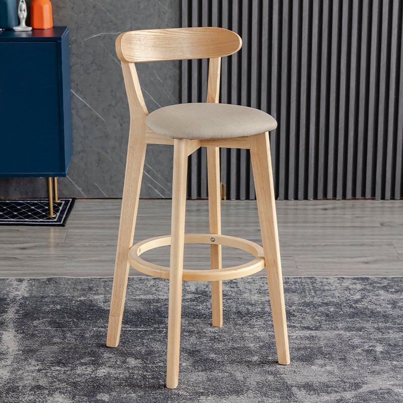 Scandinavia Style Bar-stool Wooden Legs with Low Back Footrest for Kitchen Bar Khaki 1 Piece Clearhalo 'Bar Furniture' 'Bar Stools' 'bar_stools' 'furn' 'furn_bar_stools' 'furniture_bar_stools' 'Kitchen & Dining Furniture' 'kitchen&dining_furn' 'kitchen' 'kitchen_furn' Furniture' 4598509