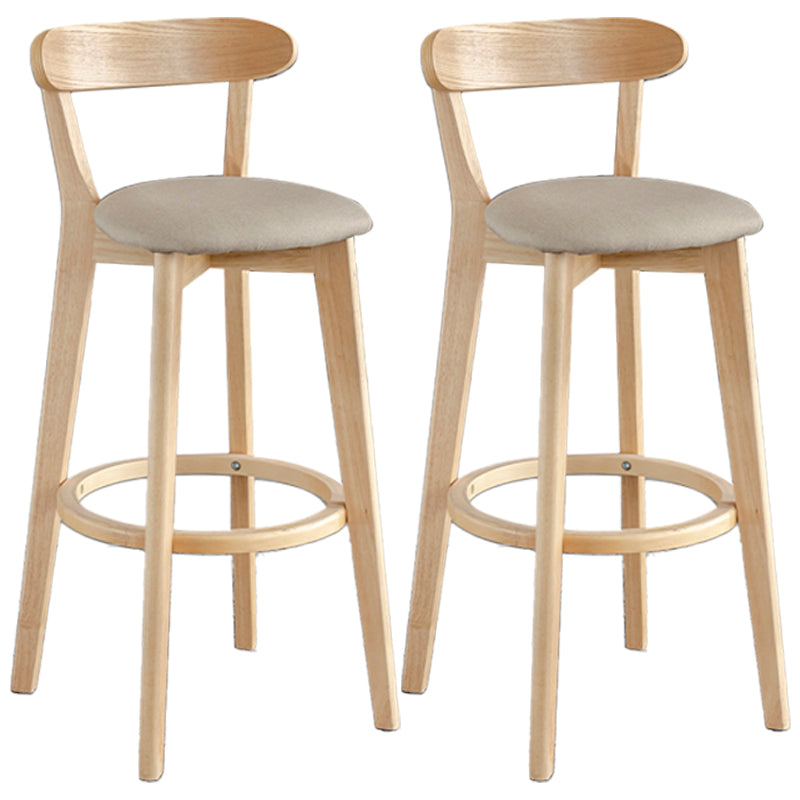 Scandinavia Style Bar-stool Wooden Legs with Low Back Footrest for Kitchen Bar Khaki 2 Piece Set Clearhalo 'Bar Furniture' 'Bar Stools' 'bar_stools' 'furn' 'furn_bar_stools' 'furniture_bar_stools' 'Kitchen & Dining Furniture' 'kitchen&dining_furn' 'kitchen' 'kitchen_furn' Furniture' 4598510