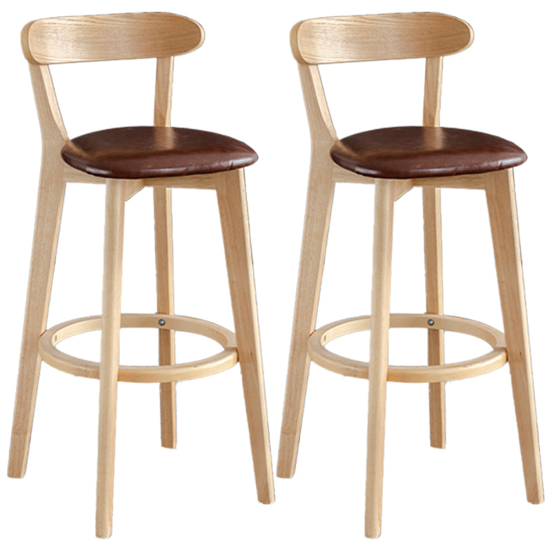 Scandinavia Style Bar-stool Wooden Legs with Low Back Footrest for Kitchen Bar Brown 2 Piece Set Clearhalo 'Bar Furniture' 'Bar Stools' 'bar_stools' 'furn' 'furn_bar_stools' 'furniture_bar_stools' 'Kitchen & Dining Furniture' 'kitchen&dining_furn' 'kitchen' 'kitchen_furn' Furniture' 4598513