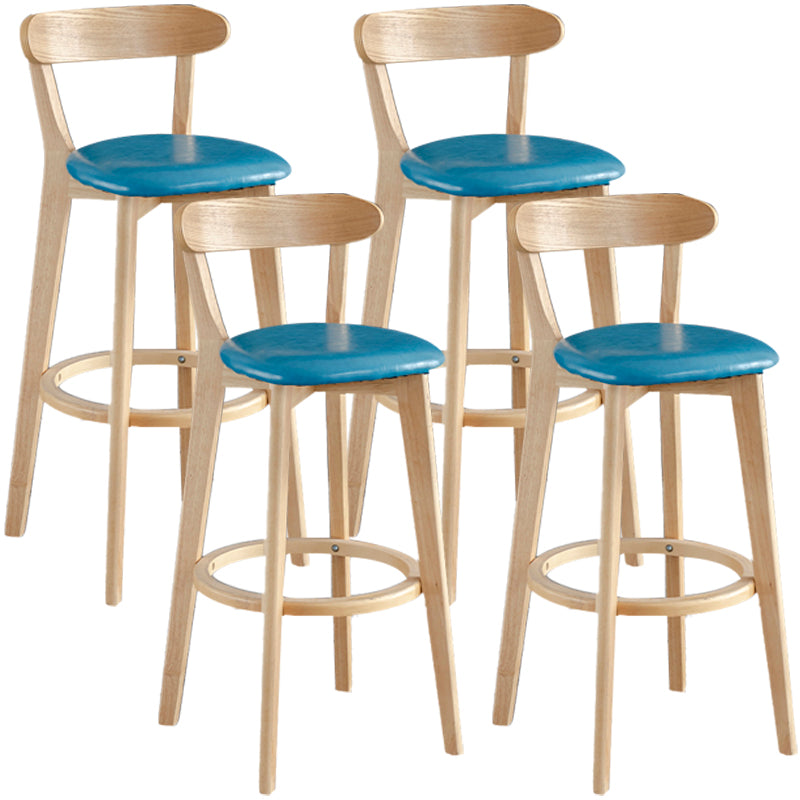 Scandinavia Style Bar-stool Wooden Legs with Low Back Footrest for Kitchen Bar Sky Blue 4 Piece Set Clearhalo 'Bar Furniture' 'Bar Stools' 'bar_stools' 'furn' 'furn_bar_stools' 'furniture_bar_stools' 'Kitchen & Dining Furniture' 'kitchen&dining_furn' 'kitchen' 'kitchen_furn' Furniture' 4598514