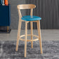 Scandinavia Style Bar-stool Wooden Legs with Low Back Footrest for Kitchen Bar Sky Blue 1 Piece Clearhalo 'Bar Furniture' 'Bar Stools' 'bar_stools' 'furn' 'furn_bar_stools' 'furniture_bar_stools' 'Kitchen & Dining Furniture' 'kitchen&dining_furn' 'kitchen' 'kitchen_furn' Furniture' 4598515