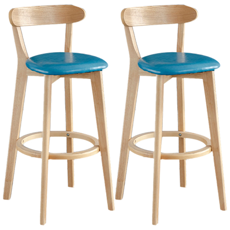 Scandinavia Style Bar-stool Wooden Legs with Low Back Footrest for Kitchen Bar Sky Blue 2 Piece Set Clearhalo 'Bar Furniture' 'Bar Stools' 'bar_stools' 'furn' 'furn_bar_stools' 'furniture_bar_stools' 'Kitchen & Dining Furniture' 'kitchen&dining_furn' 'kitchen' 'kitchen_furn' Furniture' 4598516