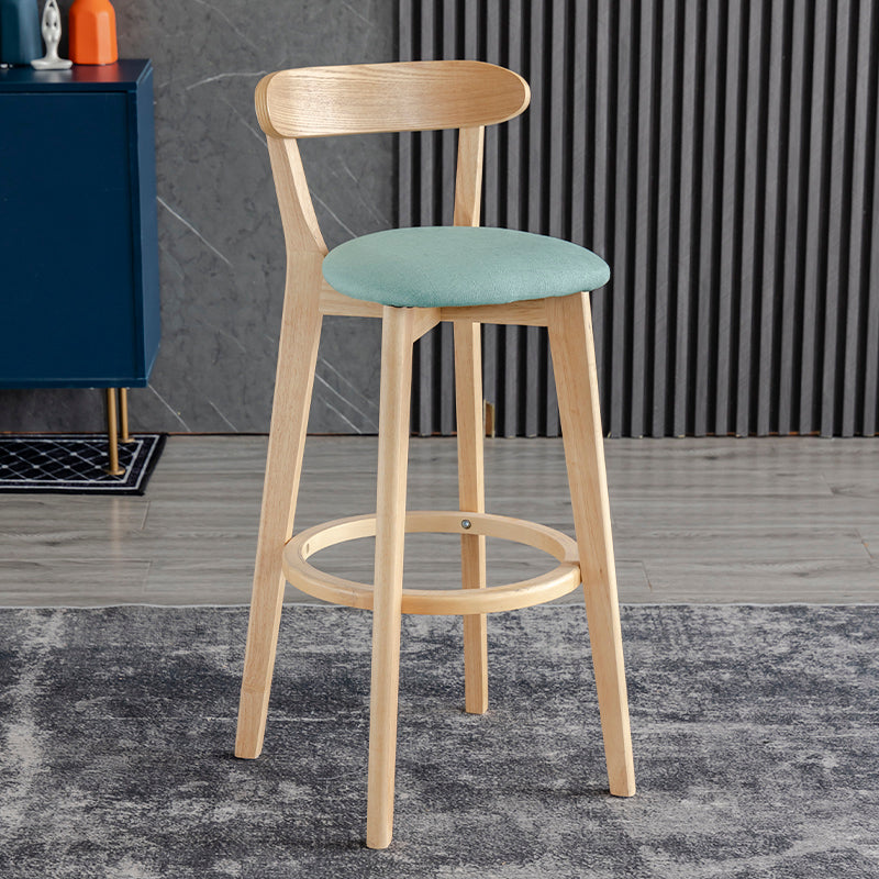 Scandinavia Style Bar-stool Wooden Legs with Low Back Footrest for Kitchen Bar Lake Green 1 Piece Clearhalo 'Bar Furniture' 'Bar Stools' 'bar_stools' 'furn' 'furn_bar_stools' 'furniture_bar_stools' 'Kitchen & Dining Furniture' 'kitchen&dining_furn' 'kitchen' 'kitchen_furn' Furniture' 4598518