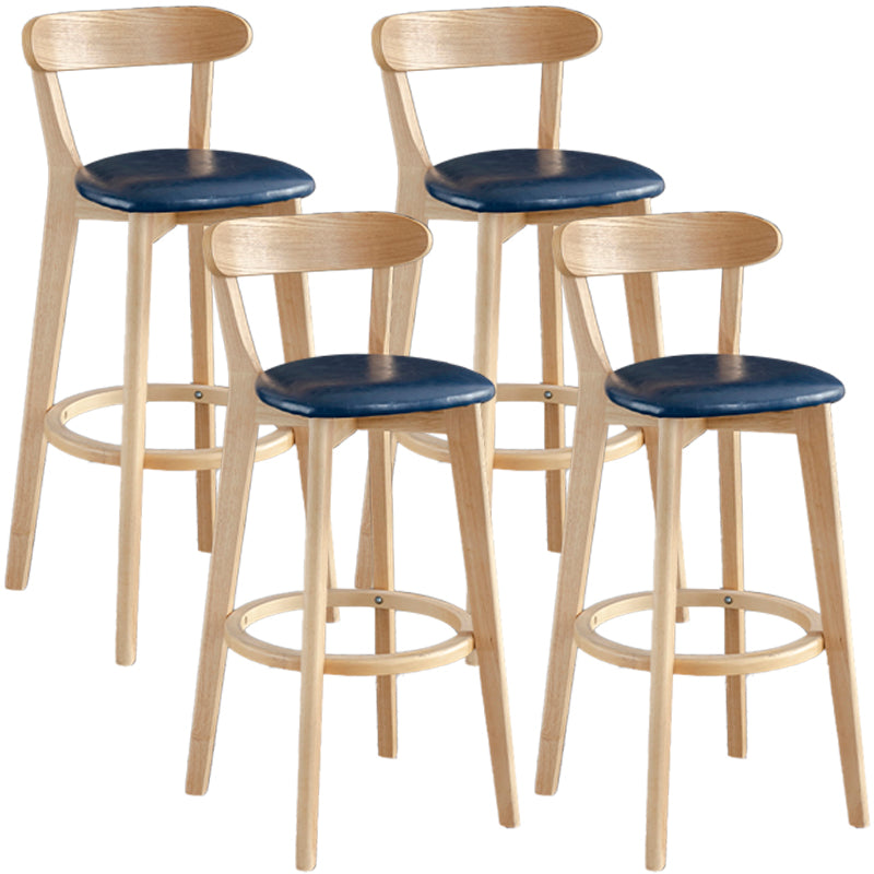 Scandinavia Style Bar-stool Wooden Legs with Low Back Footrest for Kitchen Bar Royal Blue 4 Piece Set Clearhalo 'Bar Furniture' 'Bar Stools' 'bar_stools' 'furn' 'furn_bar_stools' 'furniture_bar_stools' 'Kitchen & Dining Furniture' 'kitchen&dining_furn' 'kitchen' 'kitchen_furn' Furniture' 4598520