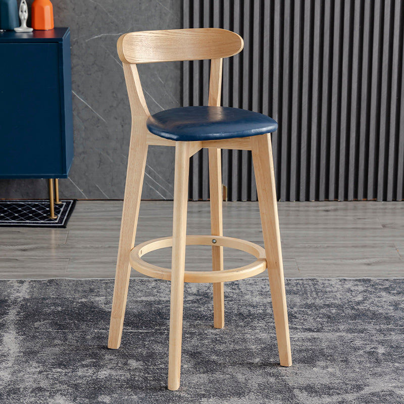 Scandinavia Style Bar-stool Wooden Legs with Low Back Footrest for Kitchen Bar Royal Blue 1 Piece Clearhalo 'Bar Furniture' 'Bar Stools' 'bar_stools' 'furn' 'furn_bar_stools' 'furniture_bar_stools' 'Kitchen & Dining Furniture' 'kitchen&dining_furn' 'kitchen' 'kitchen_furn' Furniture' 4598521