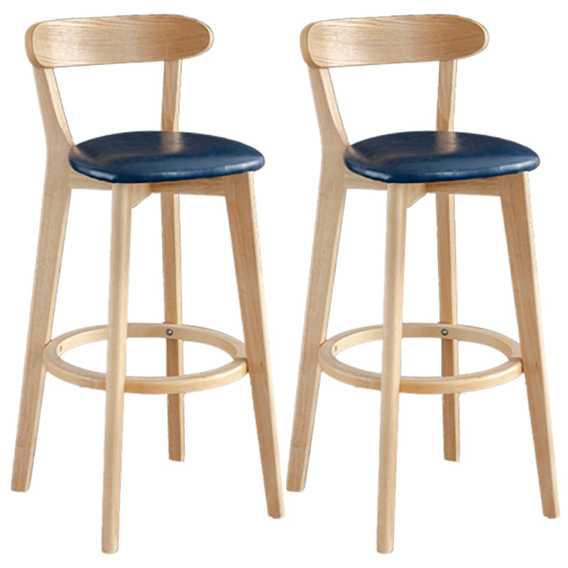 Scandinavia Style Bar-stool Wooden Legs with Low Back Footrest for Kitchen Bar Royal Blue 2 Piece Set Clearhalo 'Bar Furniture' 'Bar Stools' 'bar_stools' 'furn' 'furn_bar_stools' 'furniture_bar_stools' 'Kitchen & Dining Furniture' 'kitchen&dining_furn' 'kitchen' 'kitchen_furn' Furniture' 4598522