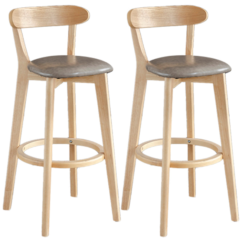 Scandinavia Style Bar-stool Wooden Legs with Low Back Footrest for Kitchen Bar Silver Gray 2 Piece Set Clearhalo 'Bar Furniture' 'Bar Stools' 'bar_stools' 'furn' 'furn_bar_stools' 'furniture_bar_stools' 'Kitchen & Dining Furniture' 'kitchen&dining_furn' 'kitchen' 'kitchen_furn' Furniture' 4598528